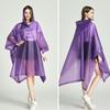 EVA Transparent Hooded Raincoat Adult Unisex Mid-length Poncho with Snap Buttons Waterproof Windproof Hiking Raincoats for Men Women