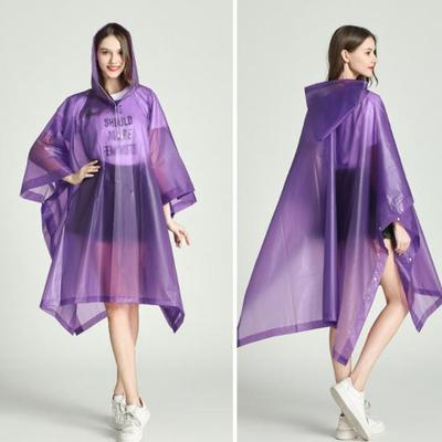 Transparenter EVA-Regenmantel mit Kapuze für Erwachsene, Unisex, mittellanger Poncho mit Druckknöpfen, wasserdicht, winddicht, Wanderregenmäntel für Männer und Frauen
