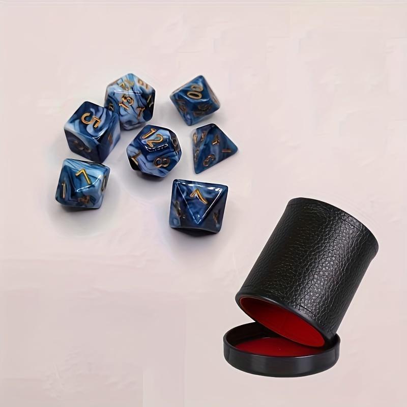 Multi Sided Digital Dice Set with Leather Cup 7 Dice Two Color Red Velvet Silent Board Game Accessories