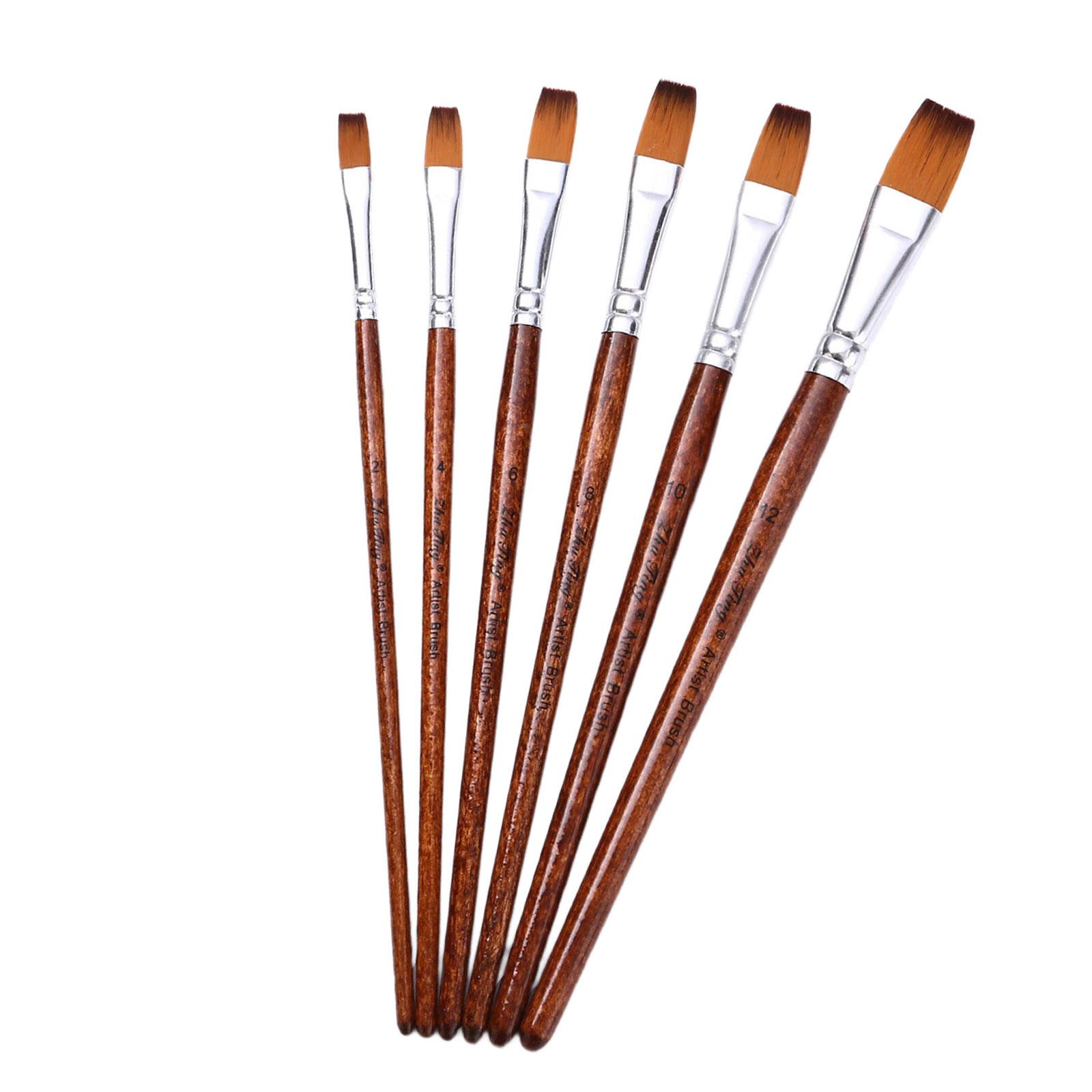 

6 шт. Художественная кисть для рисования акварелью Кисть для масляной акриловой краски Акварельная гуашь Кисть с нейлоновой щетиной B