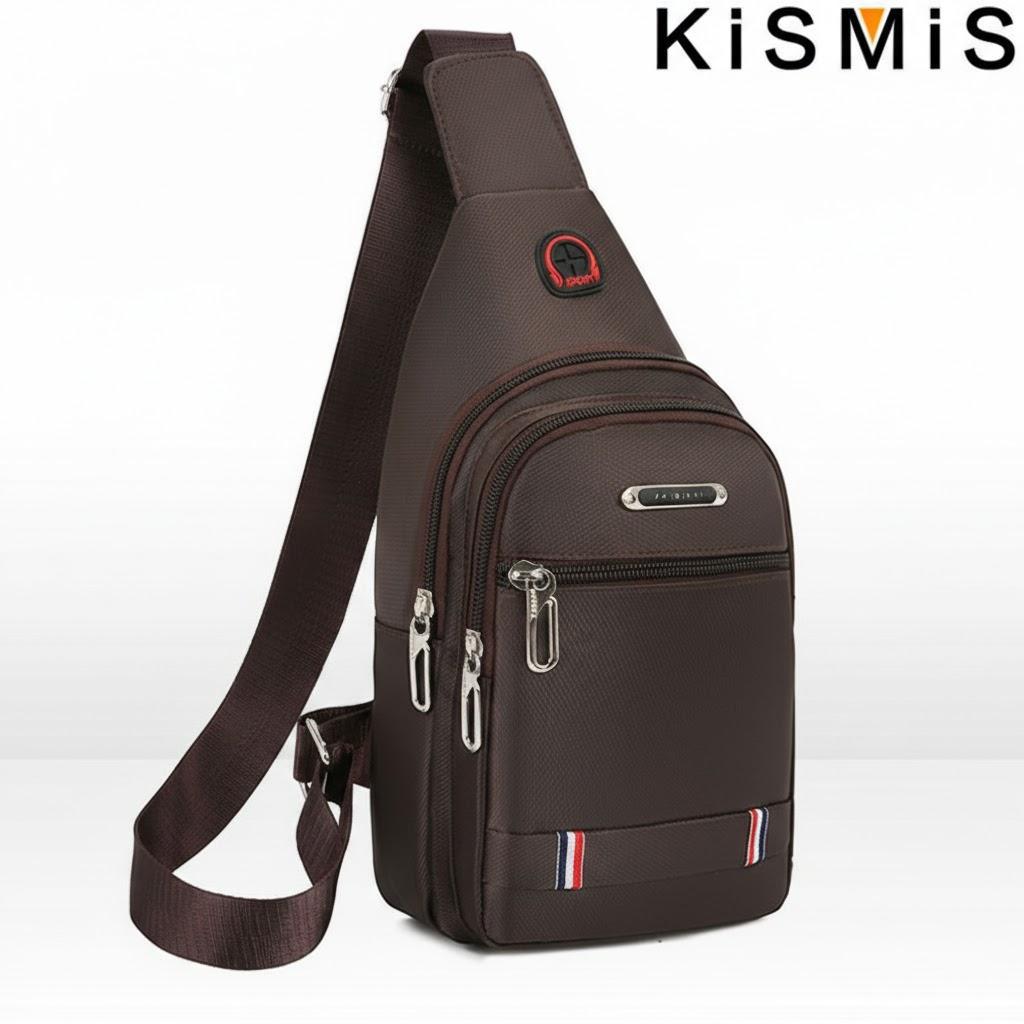 

New Unisex Canvas Leisure Sports Small Backpack Oxford Cloth One-shoulder Messenger Bag Chest Bag for Men Women коричневий