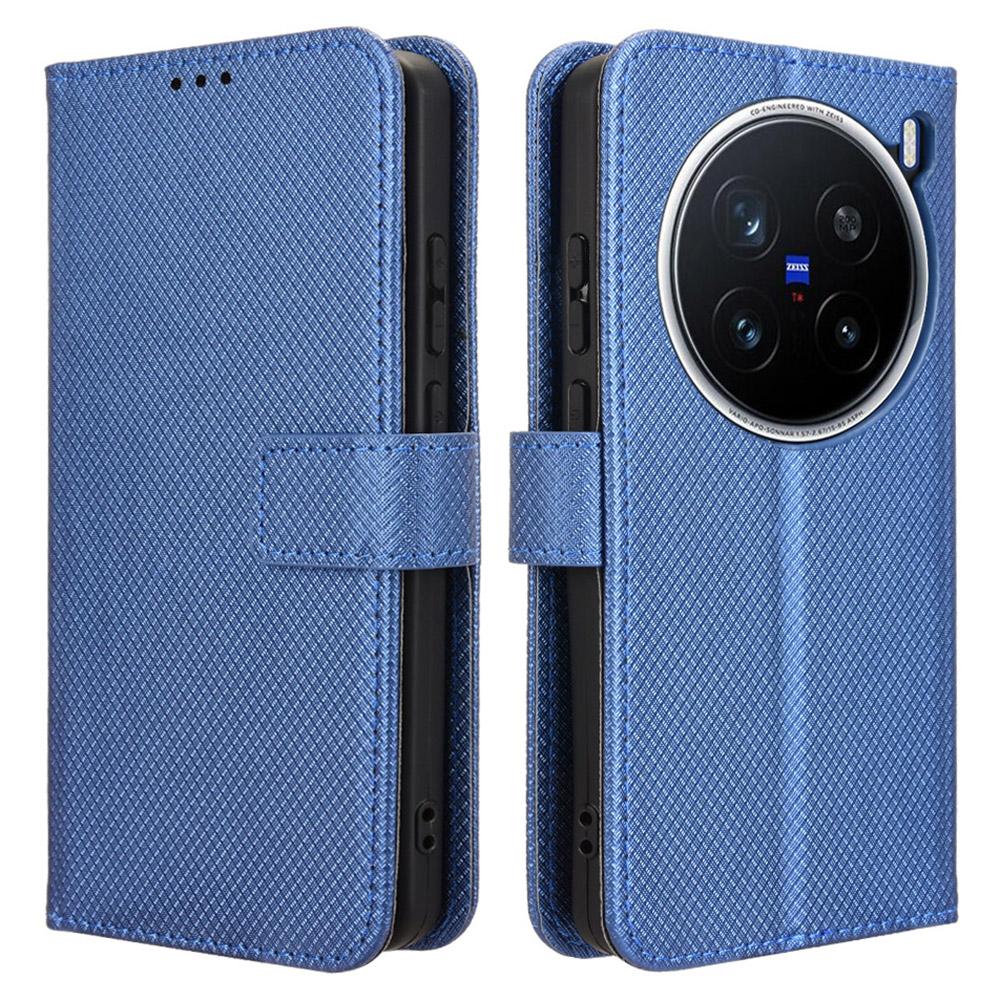 For Vivo X200 Pro 5G Case PU Leather Diamond Texture Wallet Phone Cover
