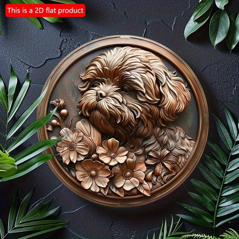 2d Flat 20*20cm, Poodle Themed Wooden Sign Spring Vibes, Perfect for Office and Valentine's Day Decor, for Home, Kitchen, Garden, Bedroom, Bar Decor.