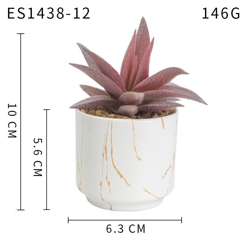 Gold Pattern White Background Ceramic Cup, Simulated Succulent Plant Potted Plant, Mini Potted Plant Office Home Supermarket Decorative Ornament