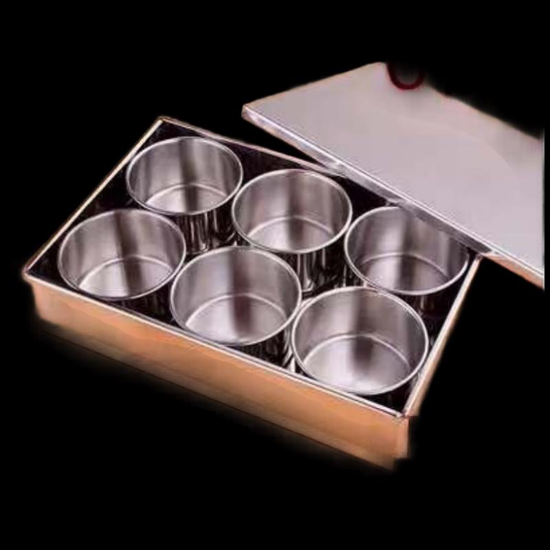 Commercial Stainless Steel 6-Compartment Seasoning Box with Handle