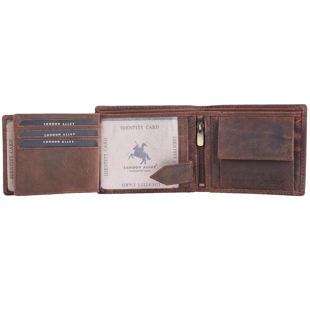 LONDON ALLEY Elk Vintage Brown Men's Leather Wallet.