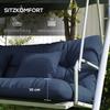 Set di 4 Cuscini per Seduta, 150x50 cm Cuscini per Sedia Idrorepellenti con Laccetti, Spessore 10 cm Blu Navy