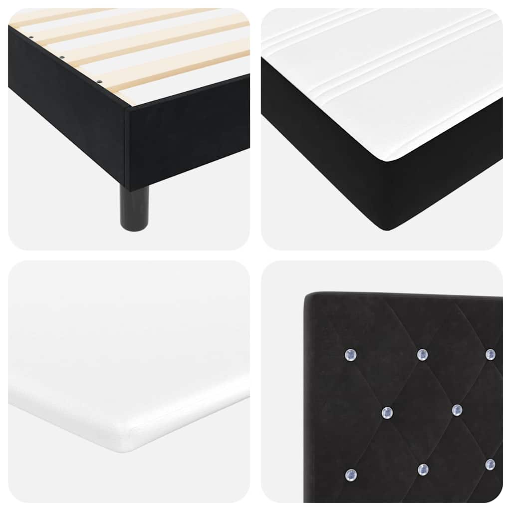 Box Spring Bed with Headboard Black 200 x 90 cm Velvet