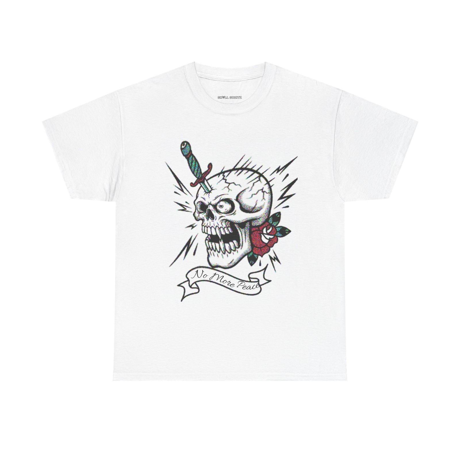 Skull  No More Peace  T Shirt | American Traditional Tattoo Skull Tee S разноцветный