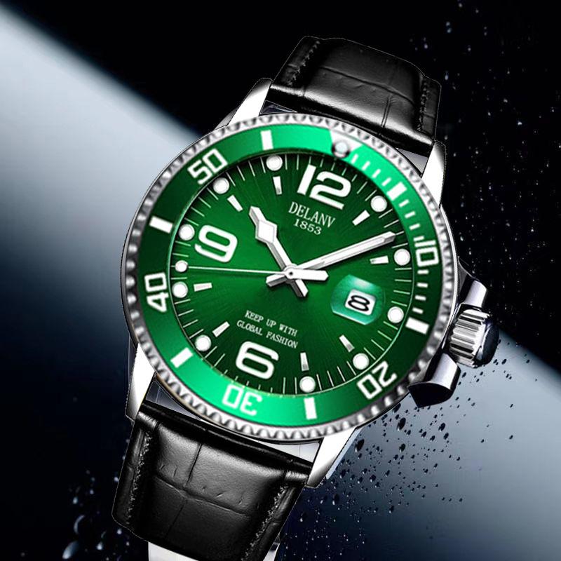 Men’s Fashionable Luminous Quartz Watch with Steel Band and Calendar