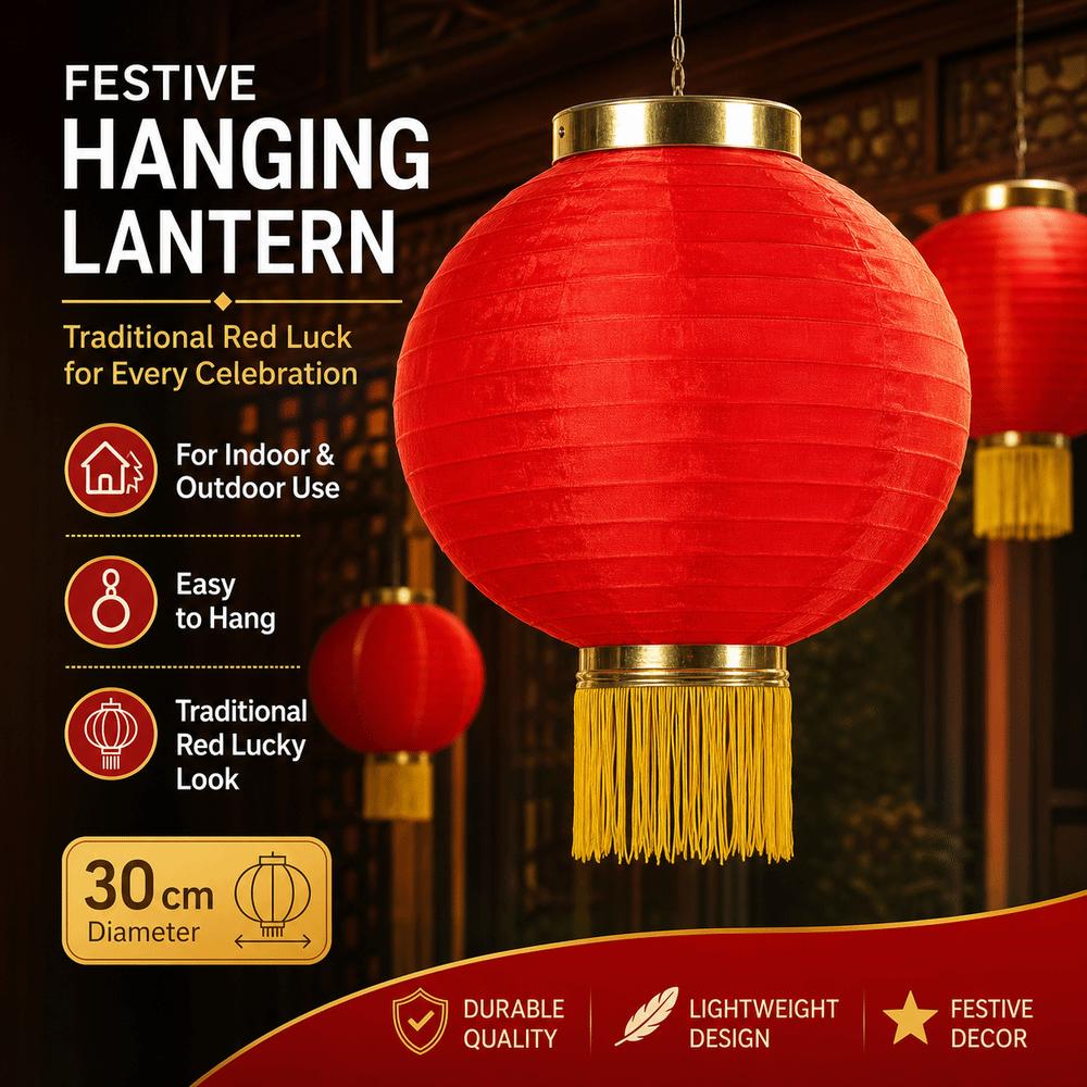 Cloth Festive Lantern Round Shape Hanging Lantern Chinese Lantern for Wedding Party Decorations