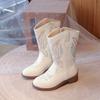 Kinder Mode Stiefel 3-18 Jahre Bestickt Jungen Mädchen Westernstiefel Größe 27-36 Herbst und Winter Hohe Kinderstiefel Schuhe