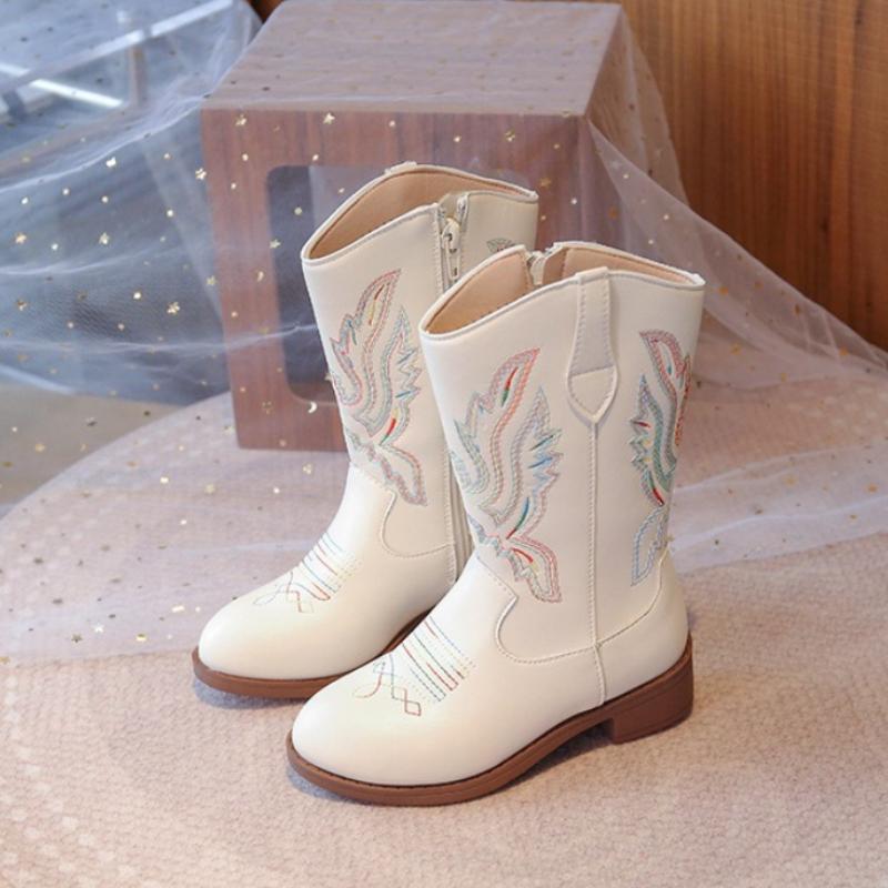 Kinder Mode Stiefel 3-18 Jahre Bestickt Jungen Mädchen Westernstiefel Größe 27-36 Herbst und Winter Hohe Kinderstiefel Schuhe