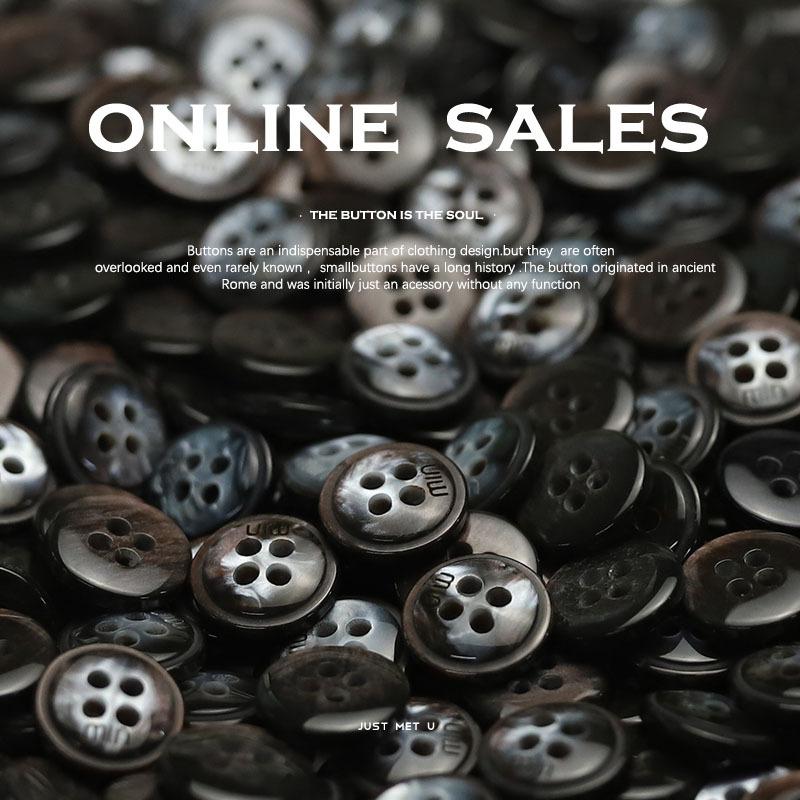 Four-Eye Min Resin Buttons Imitation Shell Knitted Cardigan Shirt Sleeve Collar Buttons Black Beige Clothing Accessories