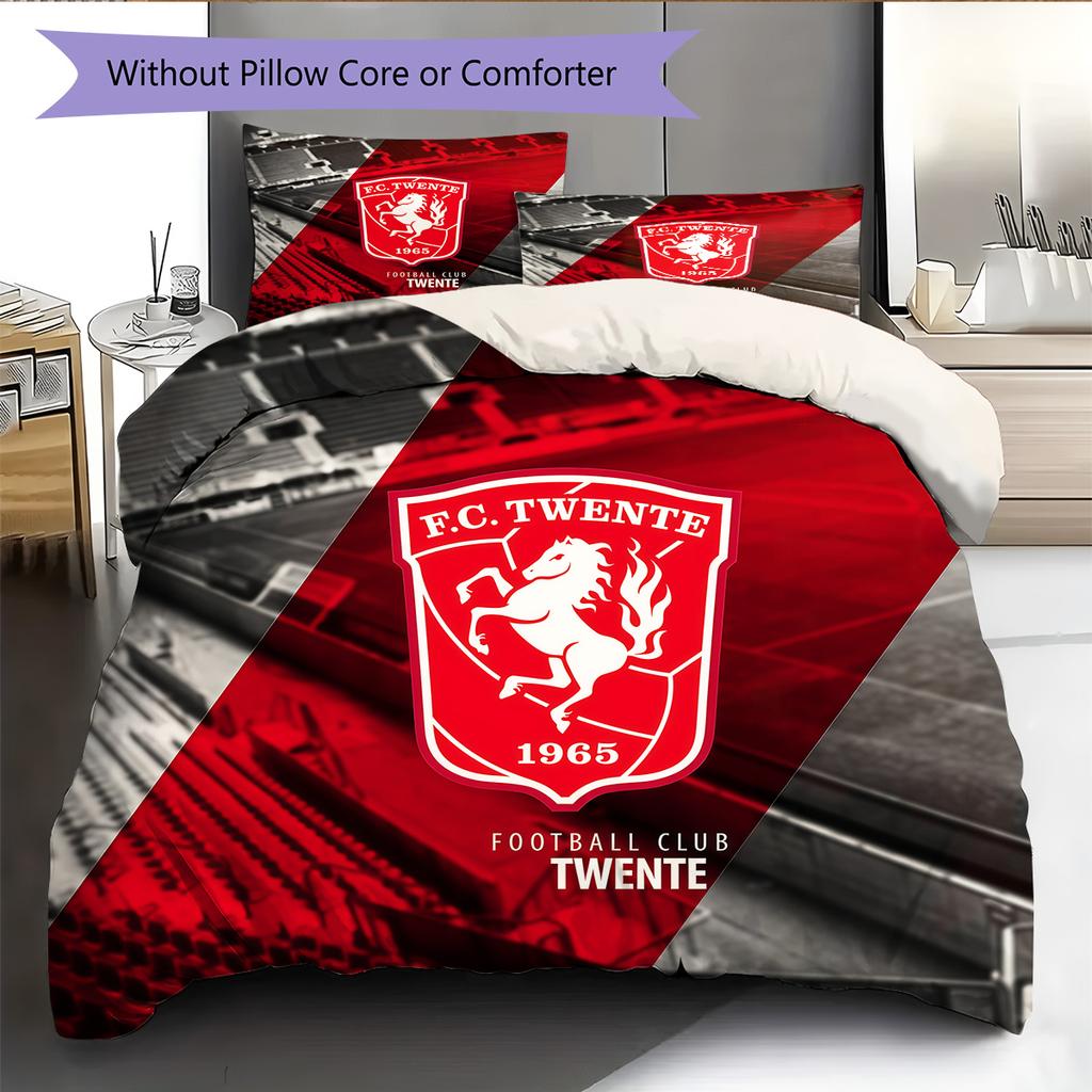 FC Twente Pattern Bedding Quilt Set  Home Decoration  Gift (1 * Duvet Cover + 2 * Pillowcase  Without Core).xwn