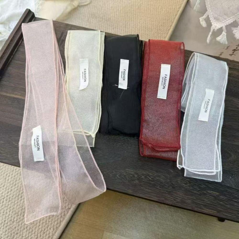 Thin Silk Scarf Pearl Shiny Belt Elegant Long Narrow Scarf  Spring Summer