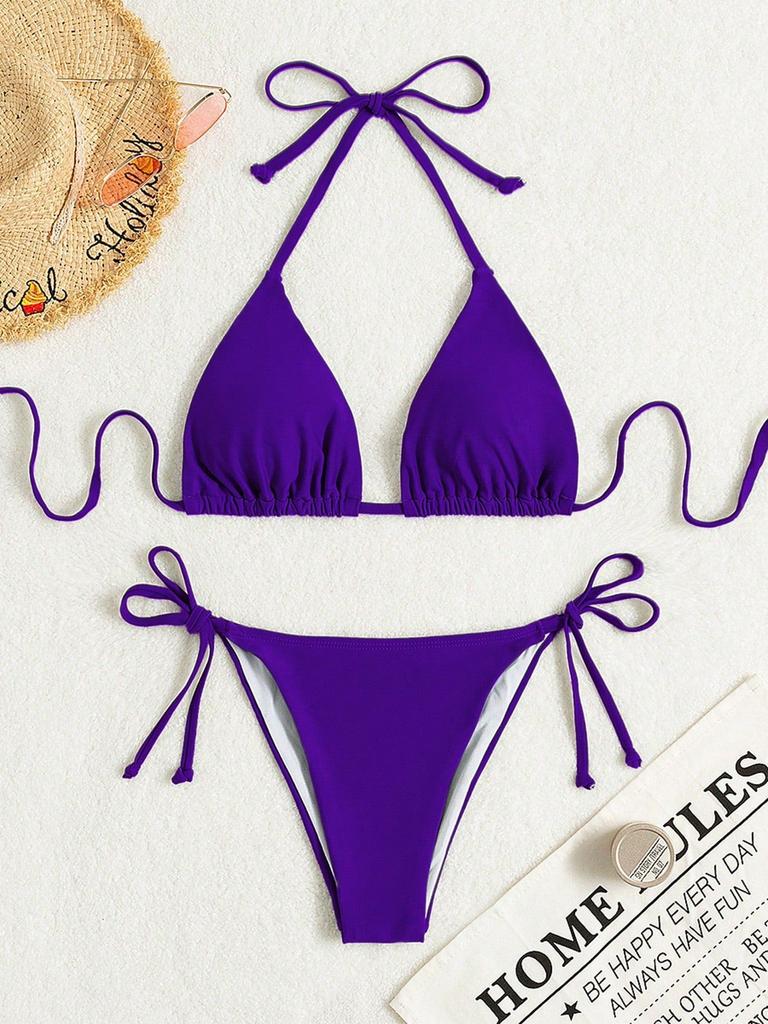 New multi-color neck strap hot spring bikini sexy split swimsuit