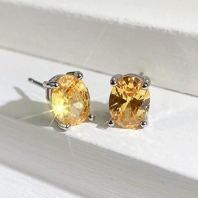 Pendientes de Tuerca CZ de 4 Garras Clásicos y Simples Perforación de Oreja Pendientes Rosa/Amarillo/Cristal para Mujer Joyería de Estilo Atemporal