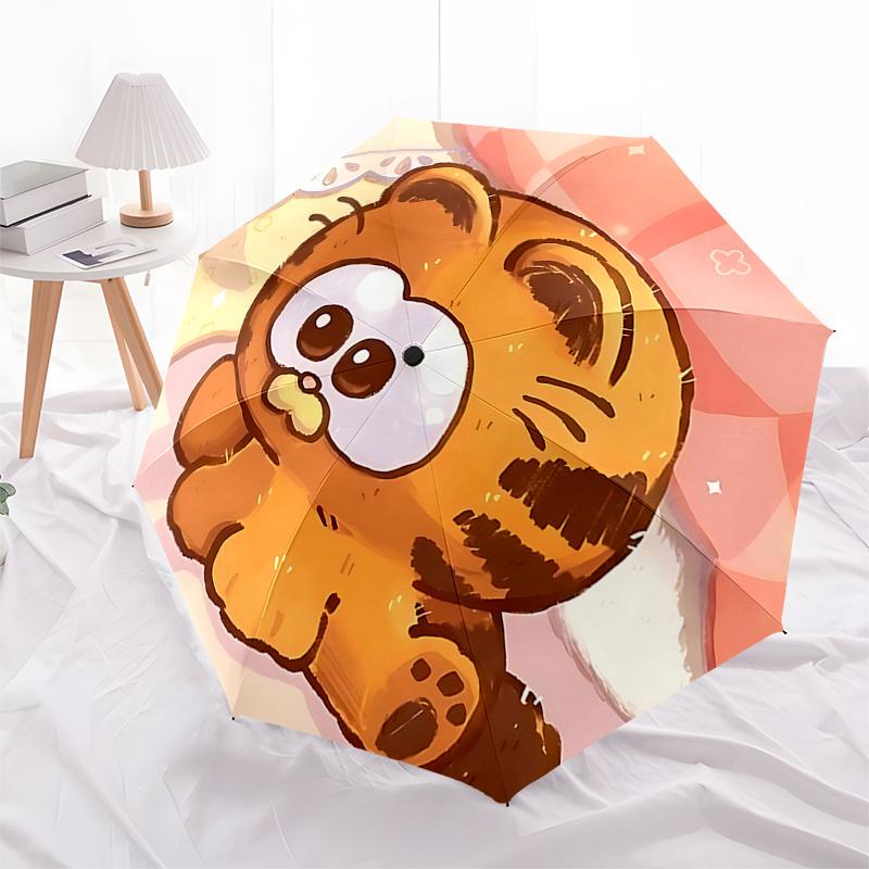 

Charming Tiger Print Umbrella: Automatic Opening & Closing, Foldable Design, 8-Bone Frame - Perfect for Outdoor Use, Festive Gifts, and Dail