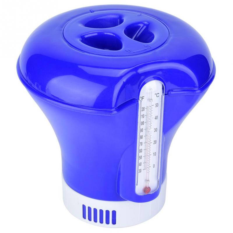Floating Pool Chemical Chlorine Feeder 3/" Tablet Dispenser w// Thermometer
