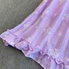 Sweet Stitched Ruffle Hem round Ne Princ Long Dress Women Spring Autumn Belted Waist Women Dress