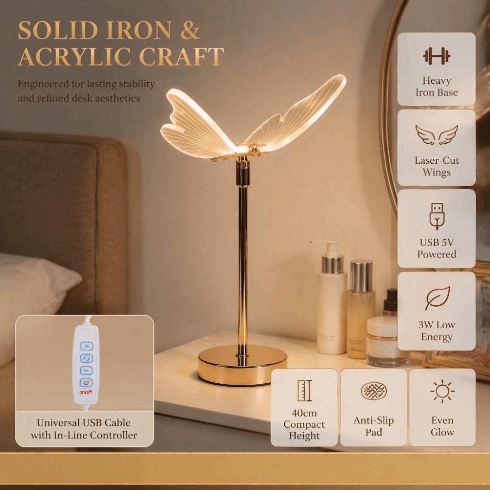 USB Powered Night Light Iron Base and Acrylic Bedside Lamp Modern Table Lamp  Living Room Decor