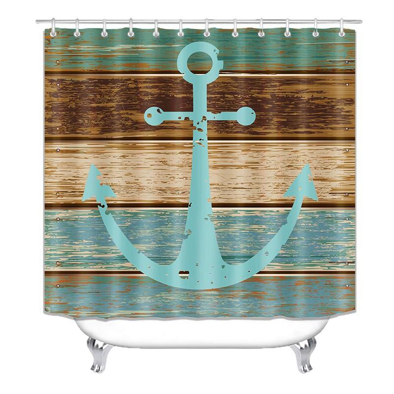 Anchor 3D Digital Printing Bathroom Four-Piece Shower Curtain Curtain