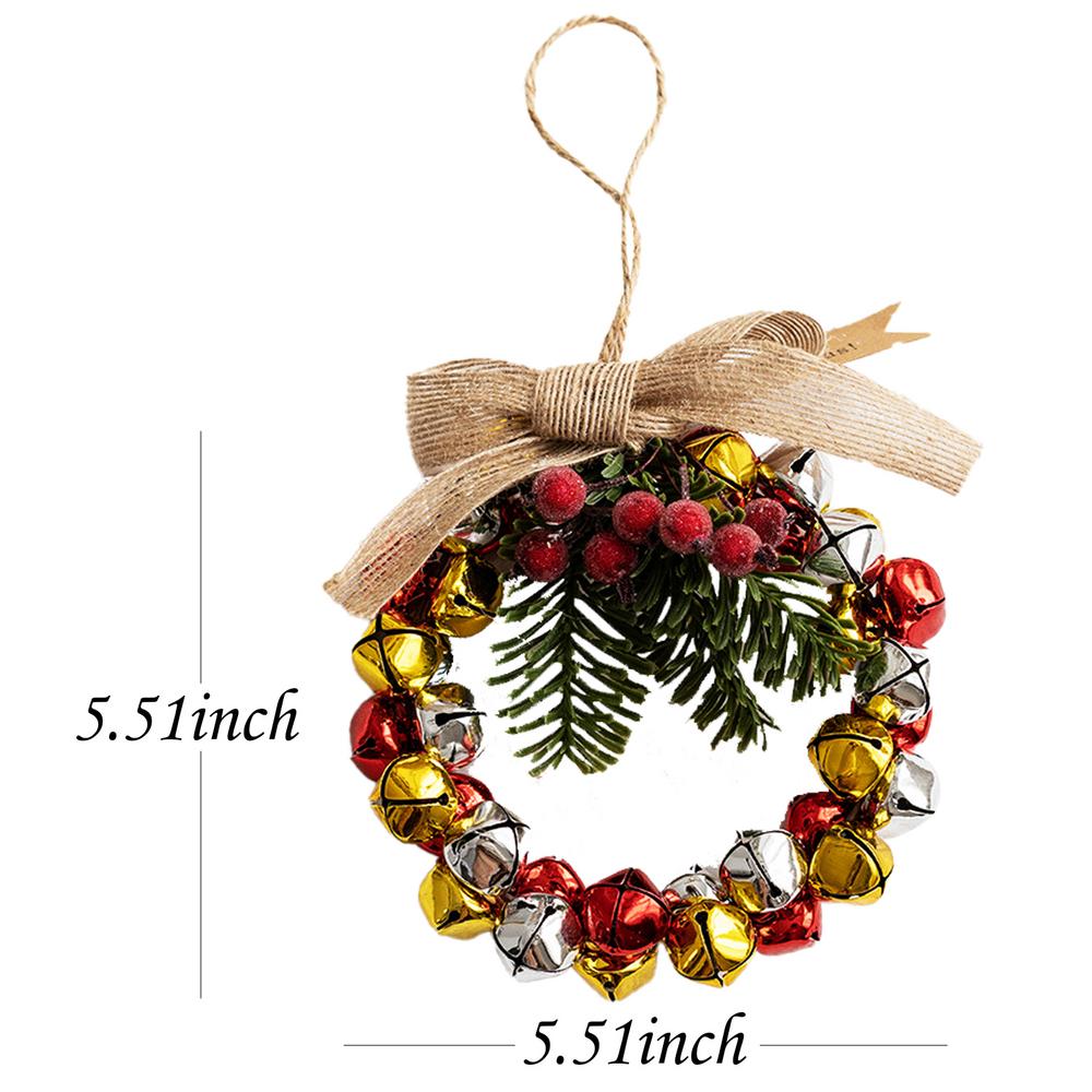 Christmas Bell Wreath Outdoor Ornament Decor With Pine Cones Bows Artificial Festival Wreath For Door Wall Porch Mantle Kitchen
