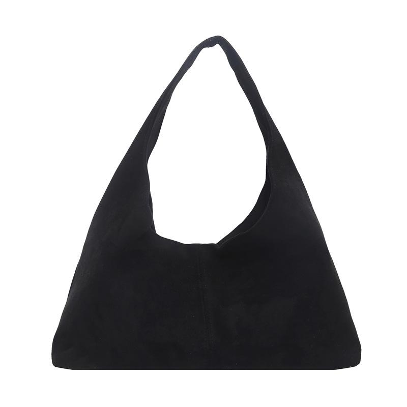 

Niche fashion retro matte bag women s new textured deerskin fleece shoulder bag underarm bag commuter bag чёрный