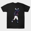 Men Black Print T-shirt Toro Houston Texans Mascot Cartoon Style No-Cut Transfer Paper Print Cotton Tshirt