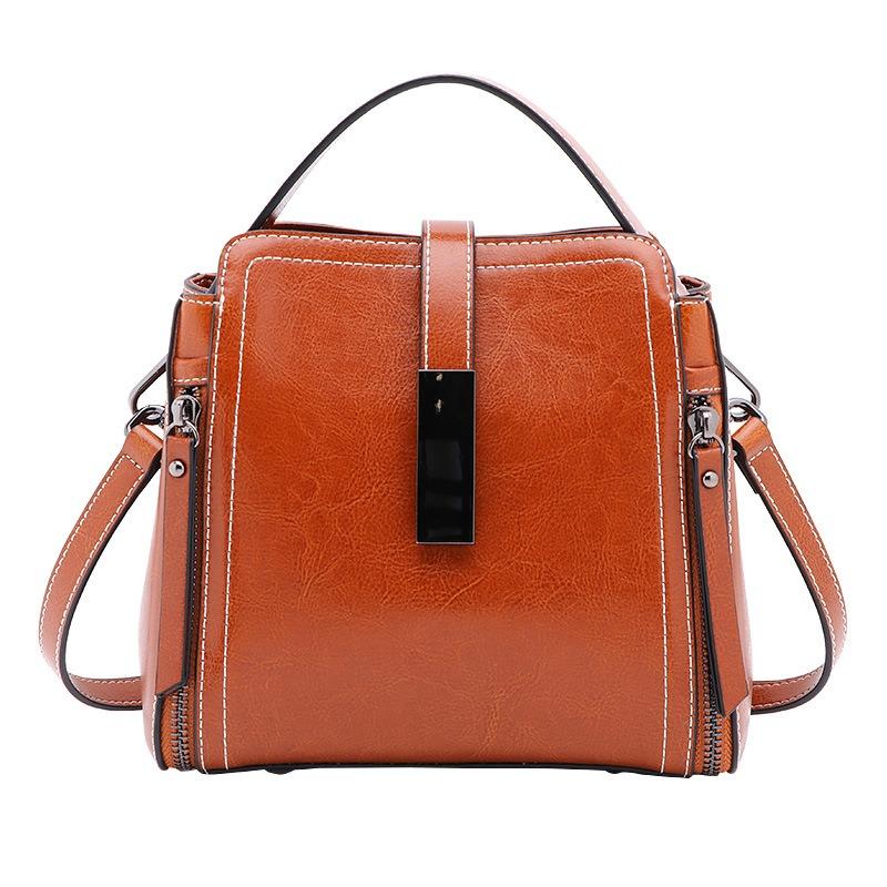 Leather Women's Bag Messenger Bag Women's New Retro Versatile Shoulder Bag Commuter Handbag