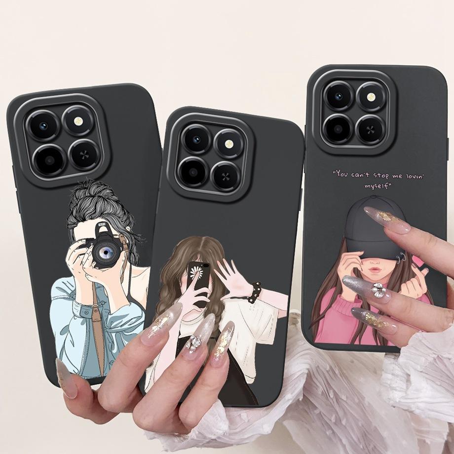 For Honor X6c Case New Fashion Cartoon Luxury Girly Painting Funda For Huawei Honor X6C X6 C X 6C Cover Matte Liquid Silicone