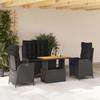 VidaXL Garden Dining Set with Cushions 4 Pcs, Patio Table, Patio Furniture, Outdoor Furniture, Black 3277455