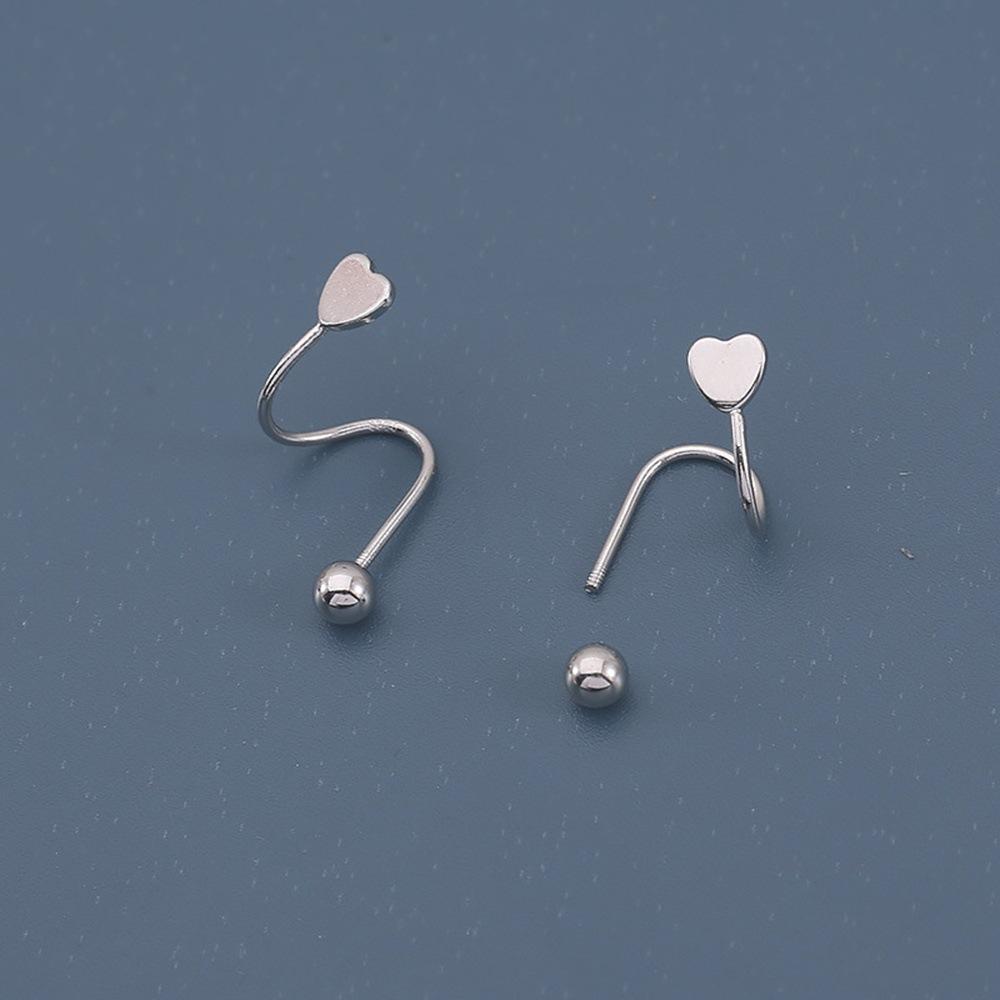 2pc/set Ins Heart Ear Cuff Earrings  for Pierced Ears Women  Fashion Jewelry New Spiral Heart Star Earrings