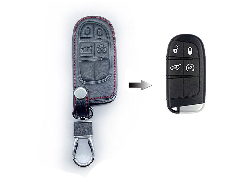 Premium Leather Key Cover for Jeep Liberty, Renegade, Grand Cherokee, & Compass