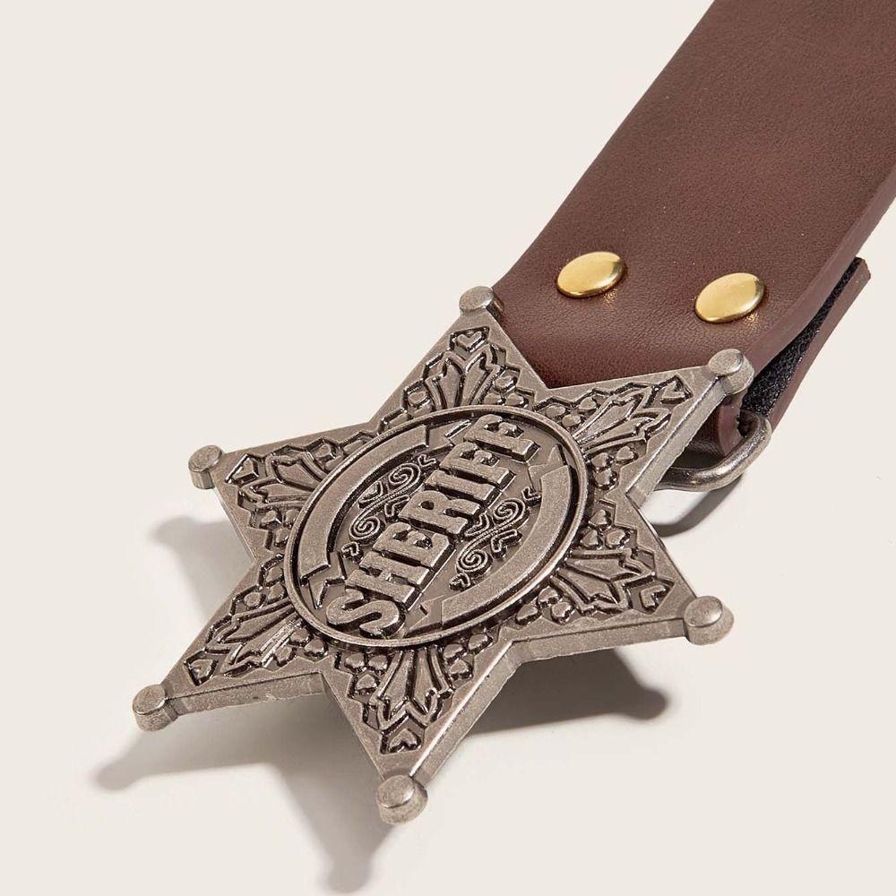 Wide Side Star PU Leather Belt Rivet Trouser Decoration Elegant Y2k Style Waist Belt  Party