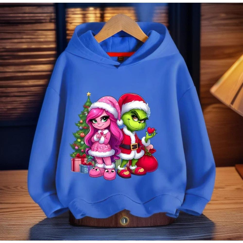 Cartoon Fashion Men Women's Hoodies Christmas Green Monster Print Pullover Cartoon Casual Sweatshirt Kids Hoodies Long Sleeve Clothing
