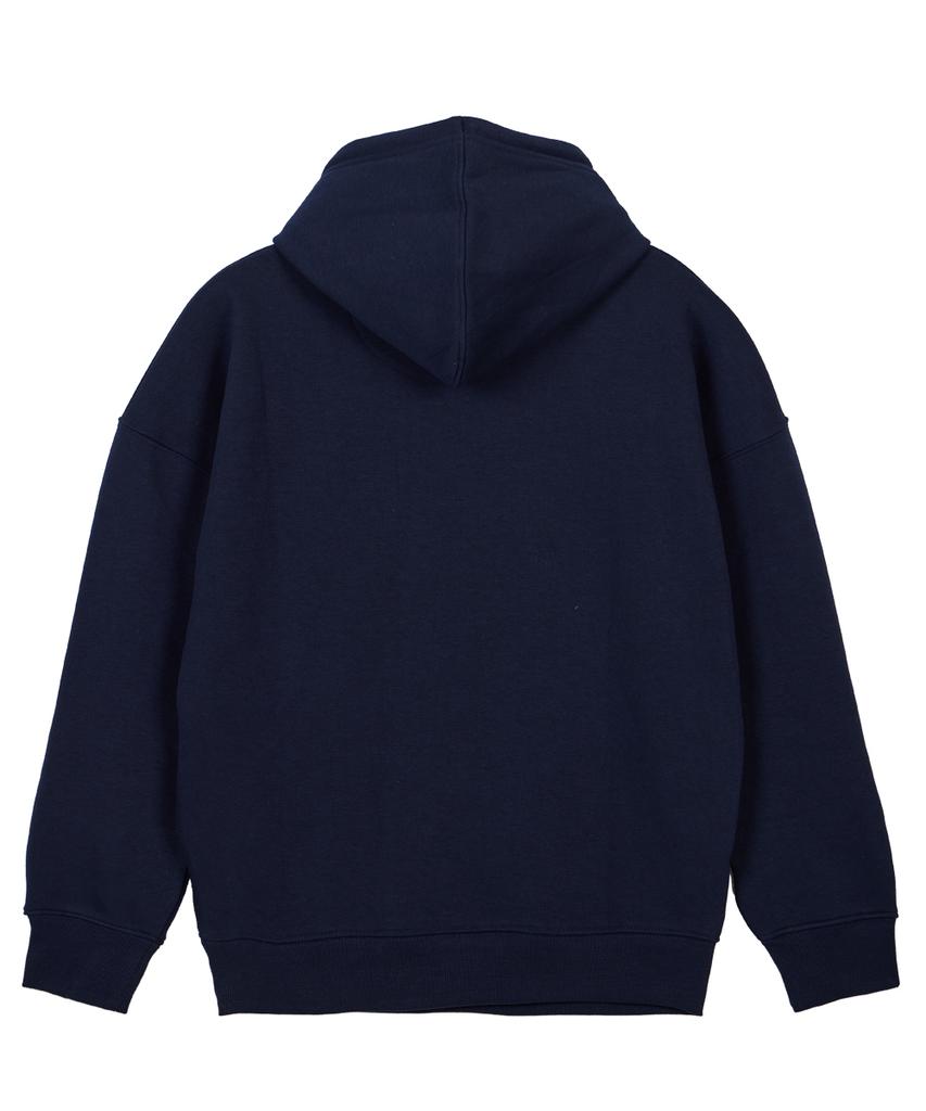 Basic Oversized Wide Shoulder Hoodie_Navy