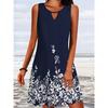 Summer Women Loose Print Long Sleeve Skirt Floral Sleeveless Dress