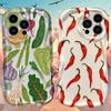 Watercolor Fresh Vegetables Garlic Ginger Case for iPhone 17 16 E 15 14 13 12 Mini 11 Pro Max 8 7 Plus Silicone Covers Funda