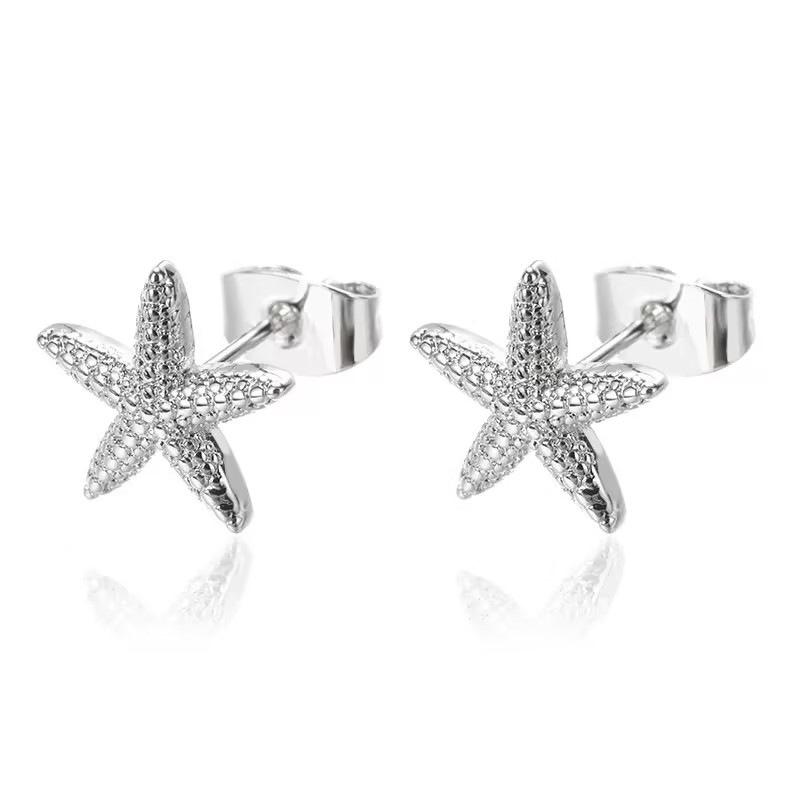 

Vintage Summer Metal Starfish Stud Earrings for Women Geometric Piercing Star Shell Earrings Ocean Beach Party Zircon Gift