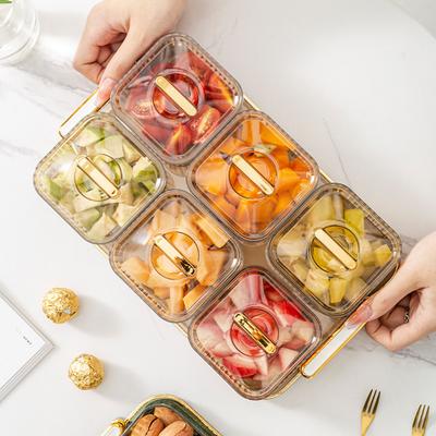 Solid-Color Transparent Snack Box Multi Grid Dried Fruit Storage Trays For Home Kitchen Supply