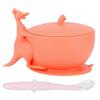 JiaWei Fofo Conjunto de Tigela e Colher para Alimentação de Bebê em Silicone com Base de Sucção Louça Antiderrapante para Bebê Vermelho Coral 83I