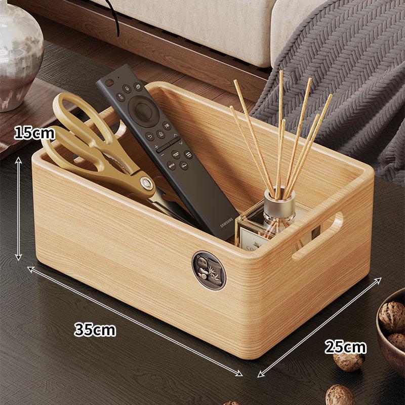 Chinese Style Solid Wood Desktop Organizer: Living Room Storage for Snacks, Keys, Remotes, and Cosmetics