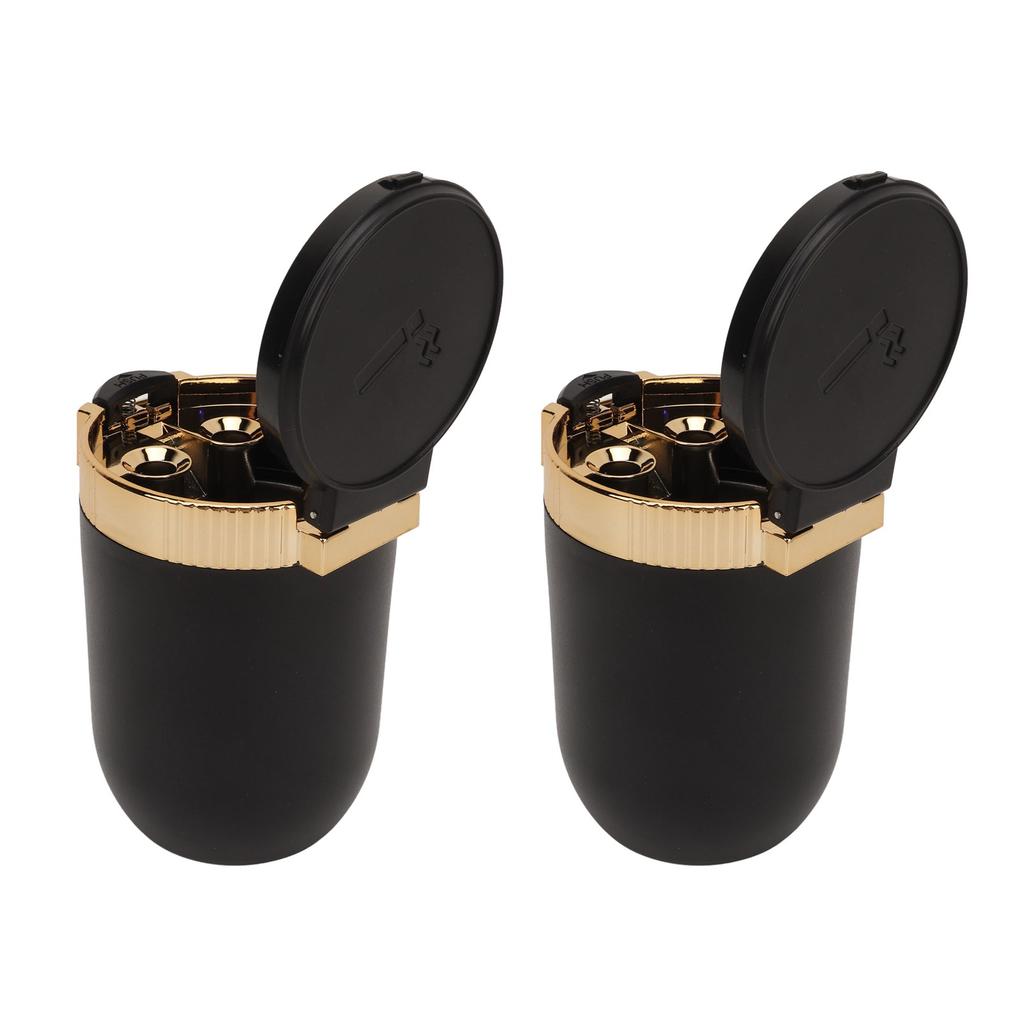 2Pcs Car Ashtray with LED Blue Light Portable Removable Car Smokeless Ashtray with Lid for Vehicle