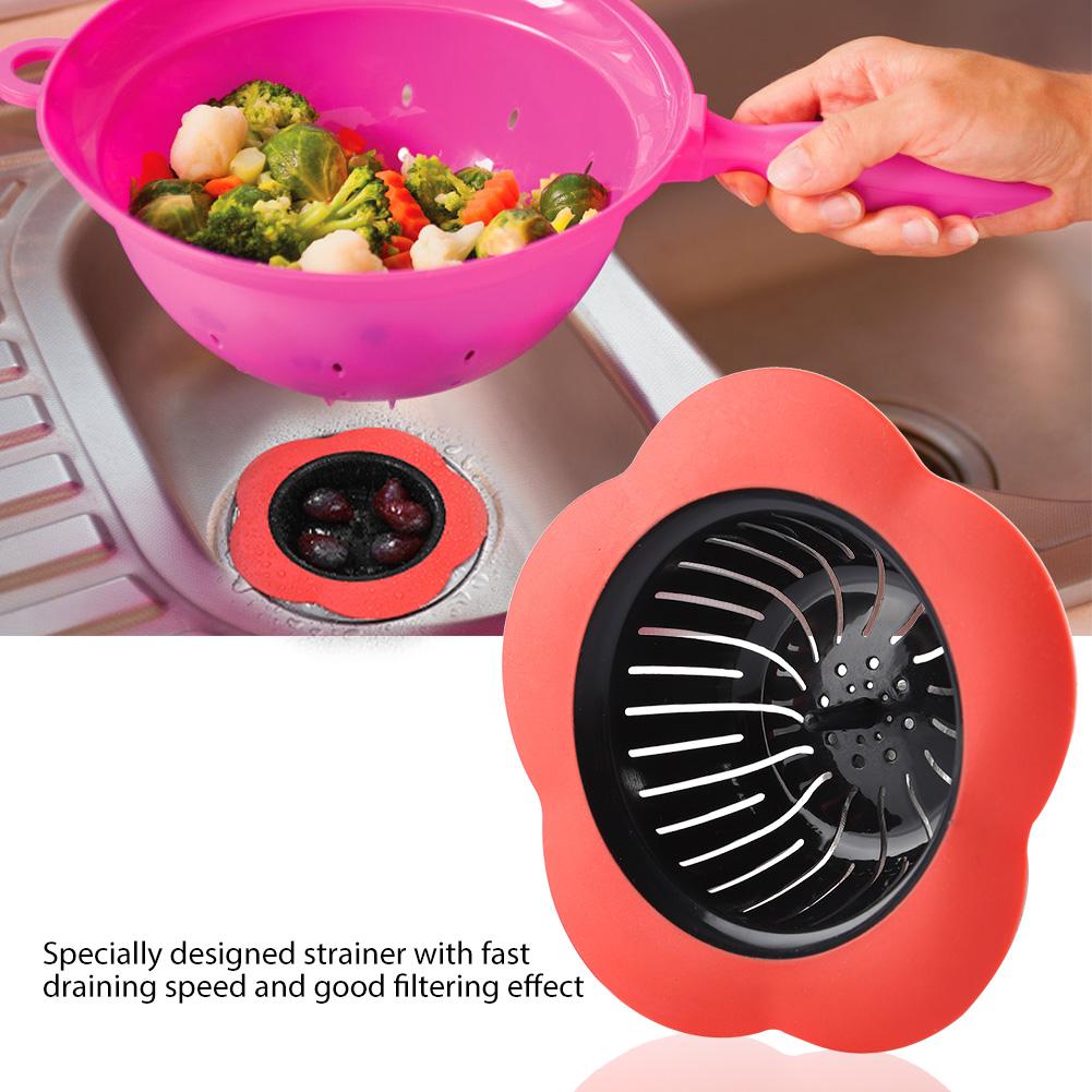 

Flower Shaped Plastic Basin Sink Strainer Drain Stopper Kitchen Bathroom Accessories (Red)