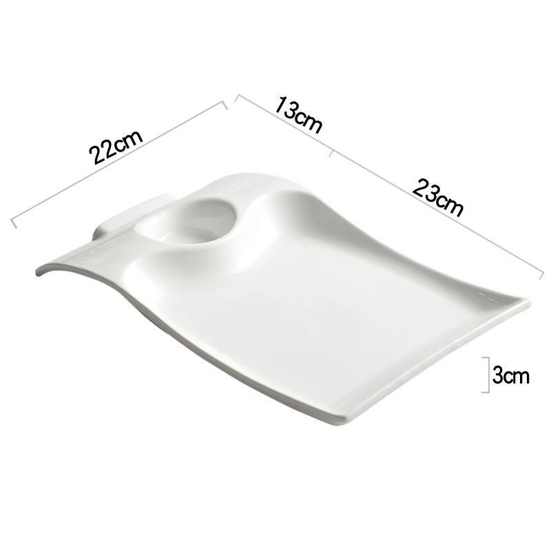 Irregular Rectangular Plate Ceramic Tableware Dumpling Plate Snack Dish Serving Plate Steak Dish Artistic Conception Tableware