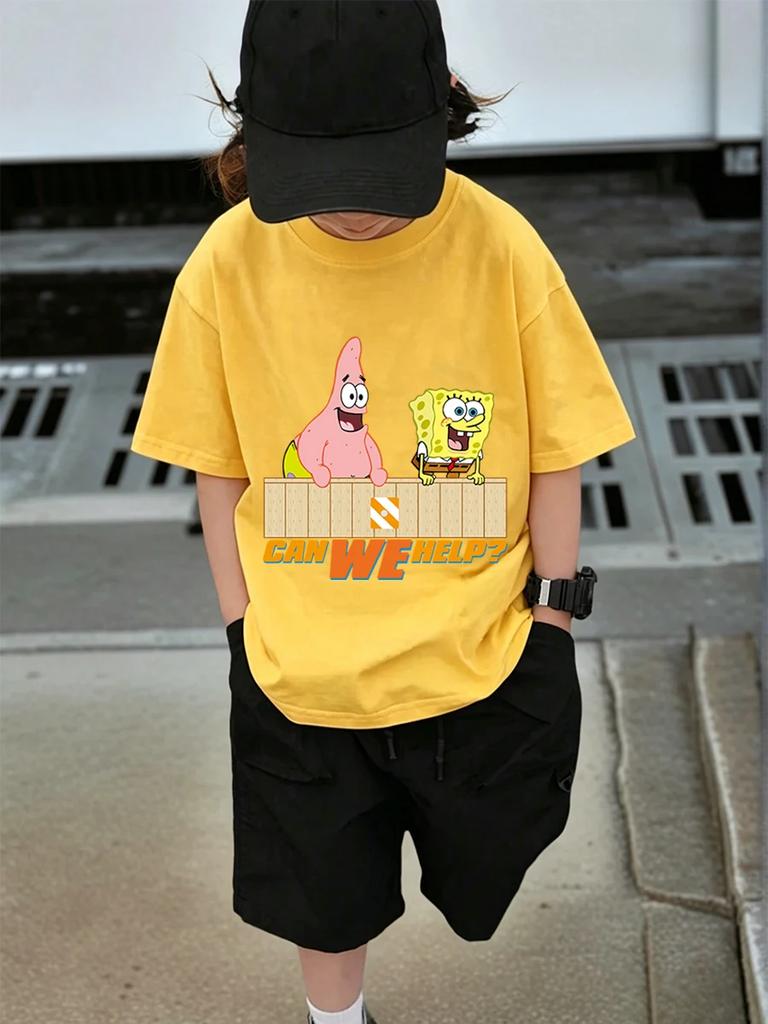 Patrick Star SpongeBob Short Sleeve Kids T Shirt Summer Cute Crewneck Boys Girls 3-14