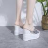 Women's Fashion Platform Slippers Designer Wedge Sandals Elegant Sequins Summer Party Shoes