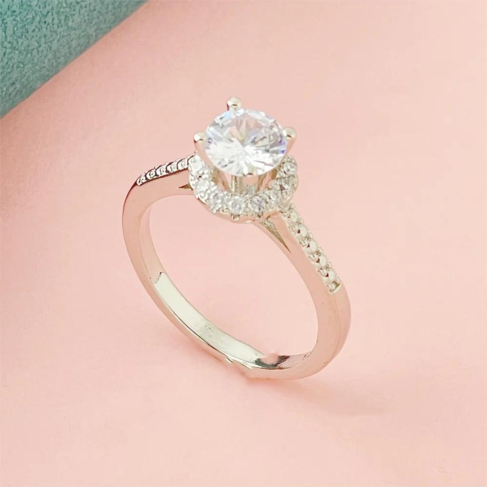 New 925 Sterling Silver Ring Simulation Diamond CZ Ring, Suitable For Female Charm Jewelry Engagement Gifts